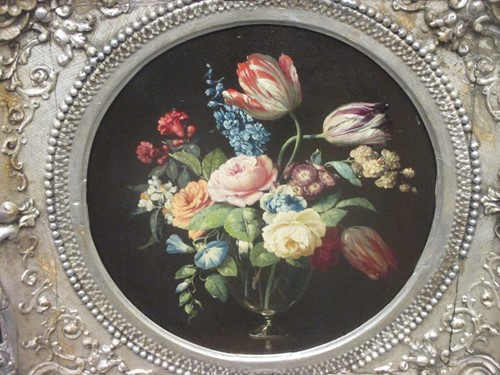 Lot 398 - English School circa 1900, Oil of roses, 29cm...