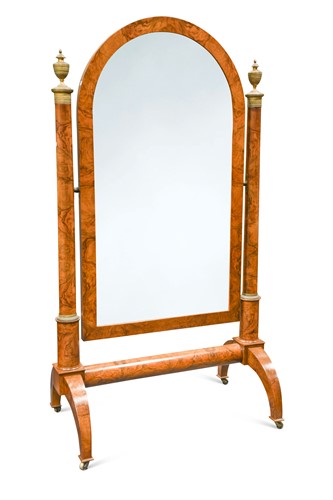Lot 341 - An Empire walnut cheval mirror