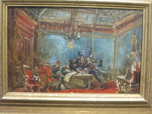 Lot 399 - Oil Painting of Generals and soldiers in a...