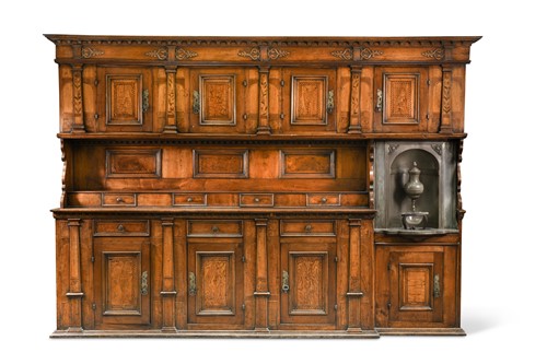 Lot 171 - A large French fruitwood and inlaid dresser, 20th Century