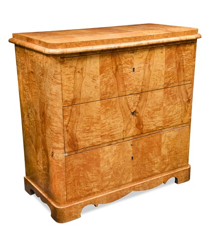 Lot 342 - A Beidermeier figured satin birch chest