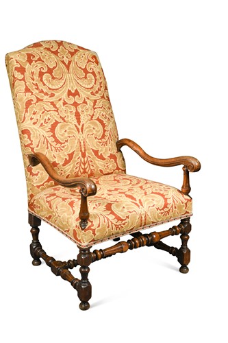 Lot 220 - A walnut armchair in the Carolean style, late 19th century