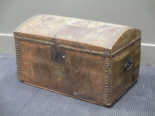 Lot 154 - A leather studded chest, the top studded with...