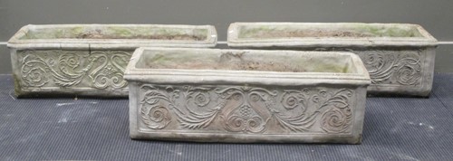 Lot 425 - A set of three composite rectangular flower...
