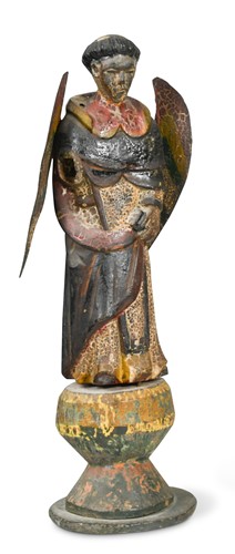 Lot 155 - A carved and polychrome painted model of a saint, probably 19th century