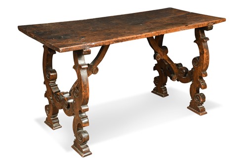 Lot 148 - A Continental walnut table, 19th century