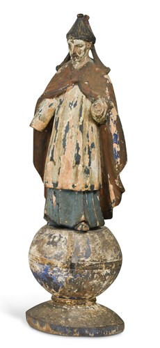 Lot 153 - An 18th century carved and polychrome painted model of a Chinaman