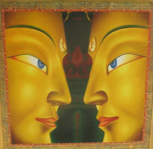 Lot 315 - Contemporary School Gold Buddha oil on canvas...
