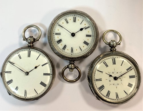 Lot 222 - Unsigned - A trio of lady's Swiss metalwares silver open faced pocket watches