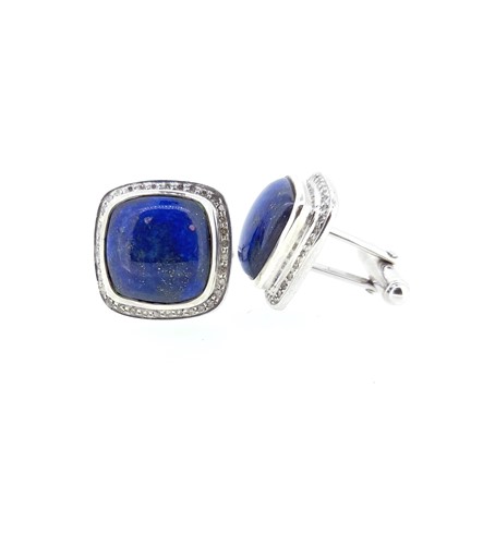 Lot 55 - A pair of lapis lazuli and diamond cufflinks