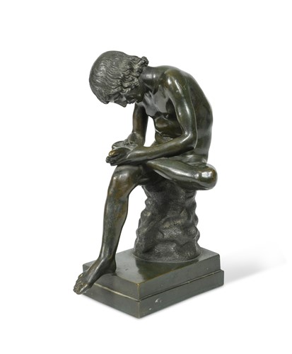 Lot 245 - A late 19th century bronze model of Il Spinario, or Boy with Thorn