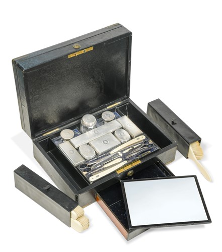 Lot 299 - A Victorian gentleman's travelling case and a pocket weather station, both retailed by Asprey