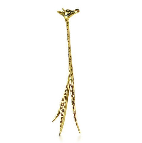 Lot 203 - An enamel and diamond novelty giraffe brooch