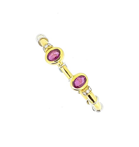 Lot 170 - A pink sapphire and diamond torc style hinged bangle