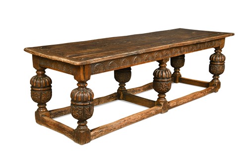 Lot 221 - A large oak refectory table, 17th century