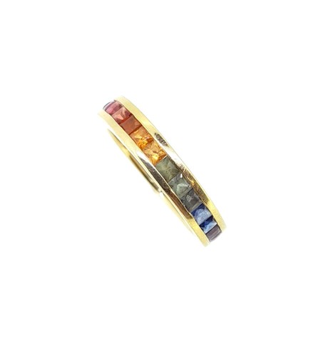 Lot 91 - A full eternity ring set with multi coloured sapphires