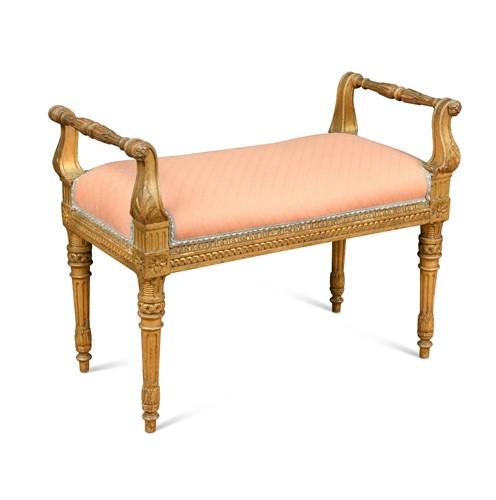 Lot 272 - A Louis XVI style carved and giltwood stool, 19th century