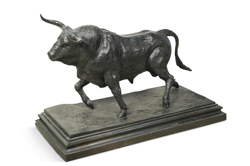 Lot 351 - After Pierre-Jules Mene (1878-1961), a large patinated bronze model of a striding bull