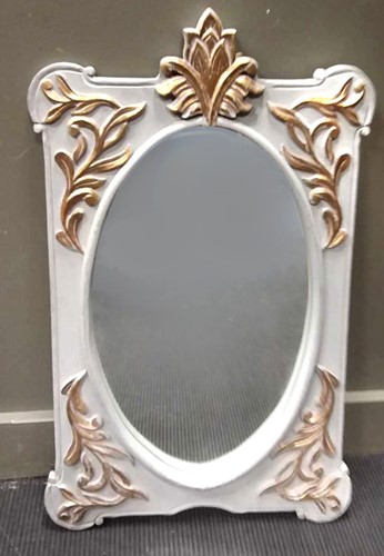 Lot 451 - A modern carved wood grey and gilt mirror