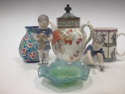 Lot 19 - A Vasart glass dish, a Longwy floral vase, a...