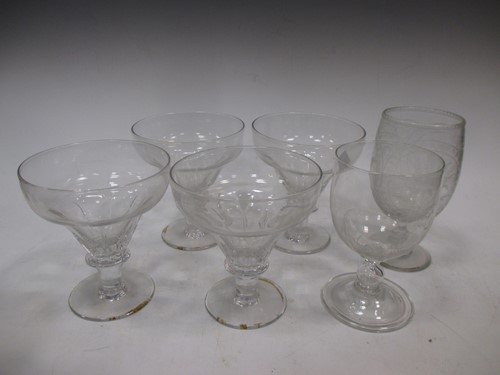 Lot 18 - Four large glass stem glasses; together with...