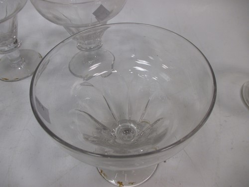 Lot 18 - Four large glass stem glasses; together with...