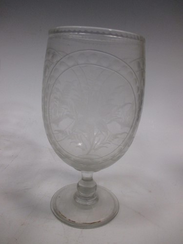 Lot 18 - Four large glass stem glasses; together with...
