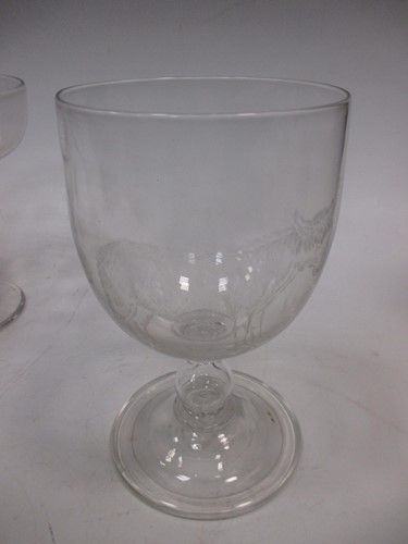 Lot 18 - Four large glass stem glasses; together with...