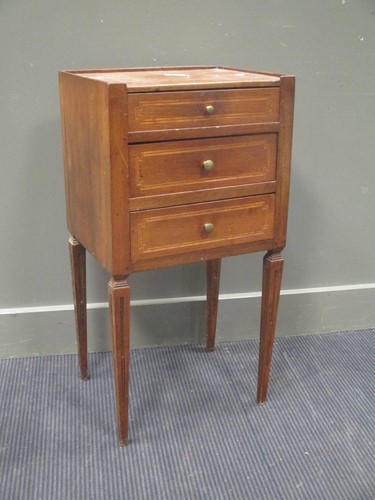 Lot 419 - A continental inlaid bedside cabinet...