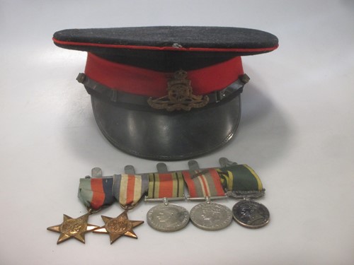Lot 136 - A WWII group of 5 medals to Sgt H A Gunton RA,...