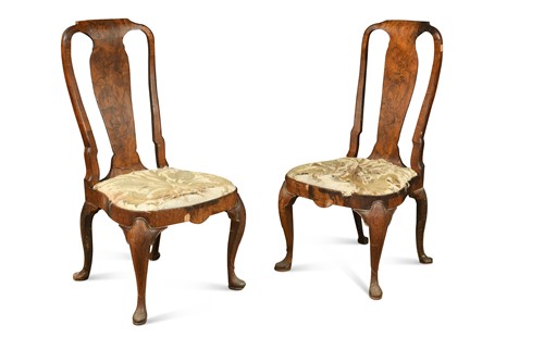 Lot 195 - A pair of George I walnut side chairs