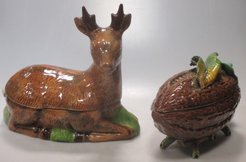 Lot 1 - A Michel Caugant tureen, modelled as a deer; a...