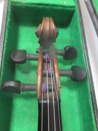 Lot 26 - A cased vioiln, stamped 'Hopf', 60cm long