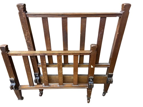Lot 813 - A Heal's oak single bed frame, circa 1900