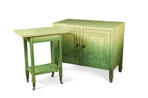 Lot 162 - Attributed to Heal's, a green enamelled cupboard
