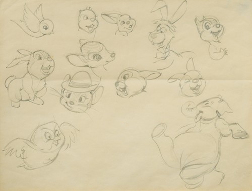 Lot 103 - Kenneth Beeley for Walt Disney, studies of various Disney characters, circa 1949