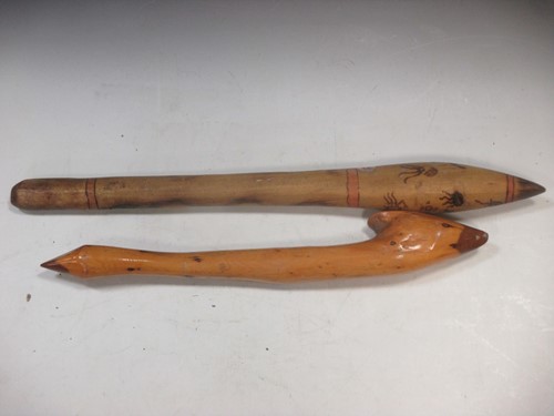 Lot 68 - two wooden clubs possibly from New Zealand