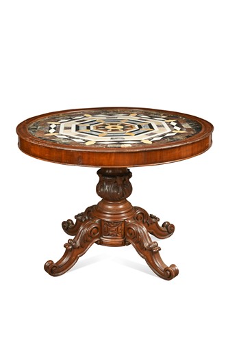 Lot 925 - An early Victorian mahogany table with a pietra dura top