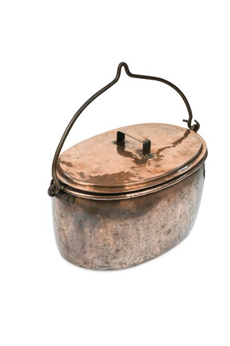 Lot 749 - A copper cooking pot with lid, 19th century