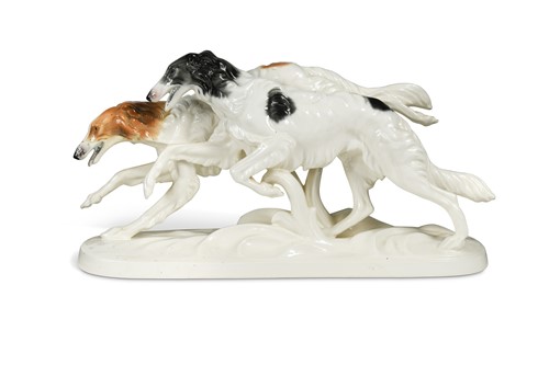 Lot 81 - An Art Deco Katzhutte brace of Borzoi