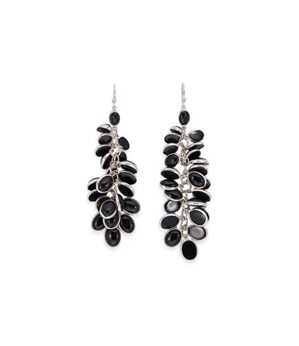Lot 26 - A pair of onyx waterfall ear pendants