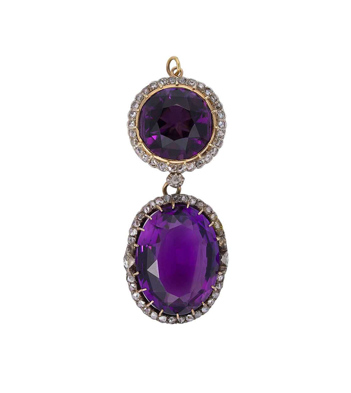 Lot 35 - A Victorian amethyst and diamond pendant/brooch