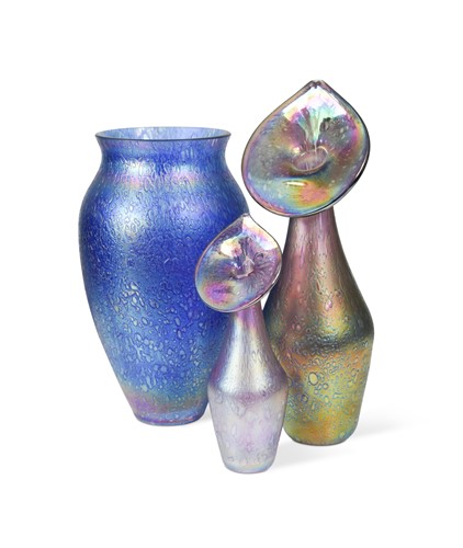 Lot 3 - An iridescent cobalt blue glass vase, 20th century