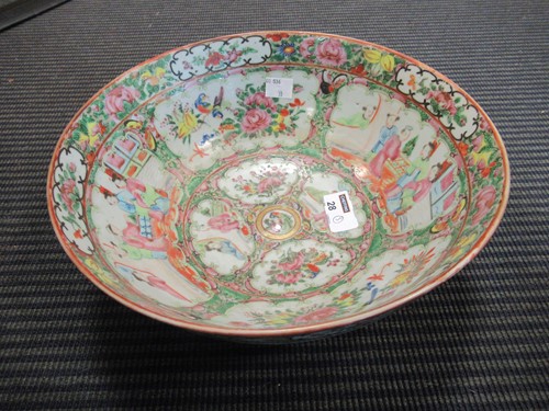 Lot 28 - A Cantonese famille rose bowl 26.5cms, three...
