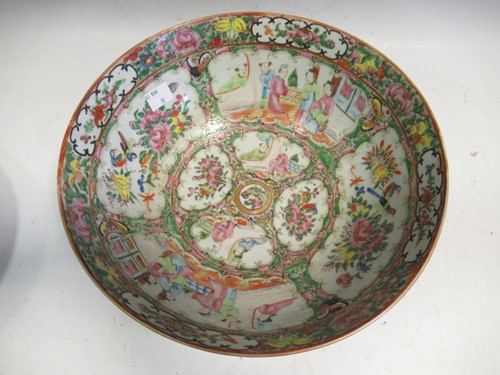 Lot 28 - A Cantonese famille rose bowl 26.5cms, three...