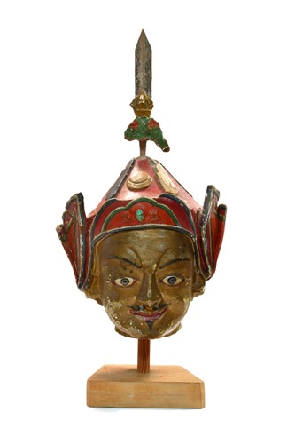 Lot 165 - A Tibetan painted stucco head of Padmasambhava, 17th/18th century or earlier