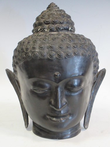Lot 41 - A 20th century bronze head of Buddha 37cm high
