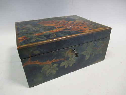 Lot 11 - A late 19th century painted box decorated with...