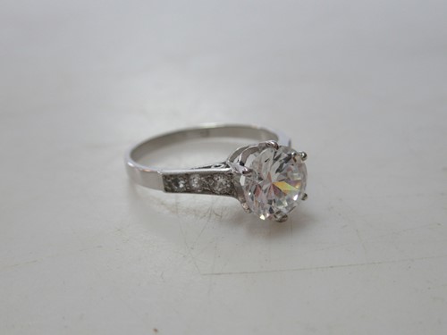 Lot 172 - A cubic zirconia single stone ring with...