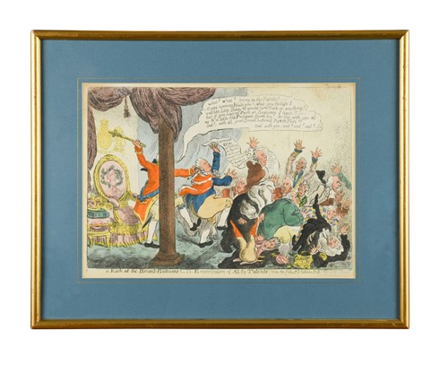 Lot 43 - Four hand coloured satirical cartoons. William...